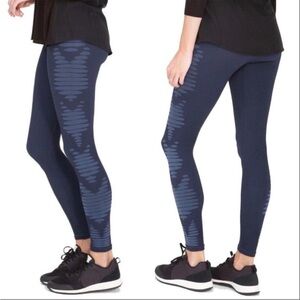 Spanx Aztec Stripe Blue Seamless Leggings Size Medium